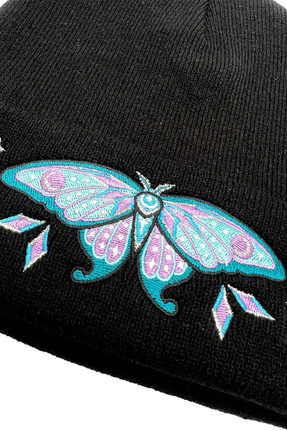 Luna Moth Beanie Embroidered Clothing Accessories - Gothic & Alternative Gift - Haunted