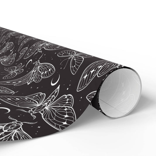 Luna Moth Celestial Moon Spooky Gift Wrapping Paper Roll Wrapping Paper - Gothic & Alternative Gift - Haunted