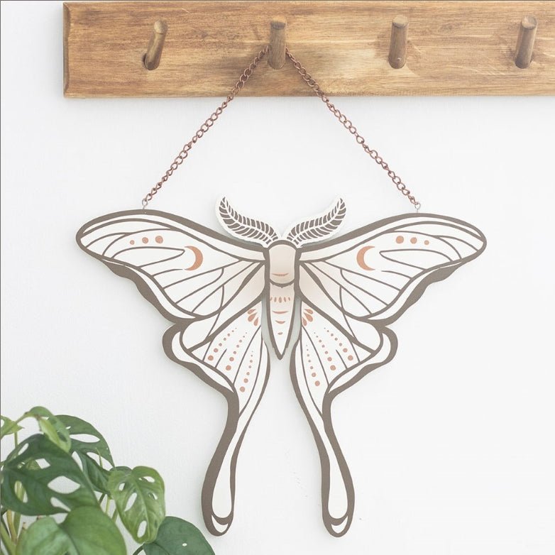 Luna Moth Hanging Sign Wall Art Home Decor - Gothic & Alternative Gift - Haunted