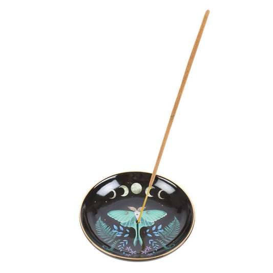 Luna Moth Incense Stick Holder Burner Plate Dish Moon Phases Incense - Gothic & Alternative Gift - Haunted