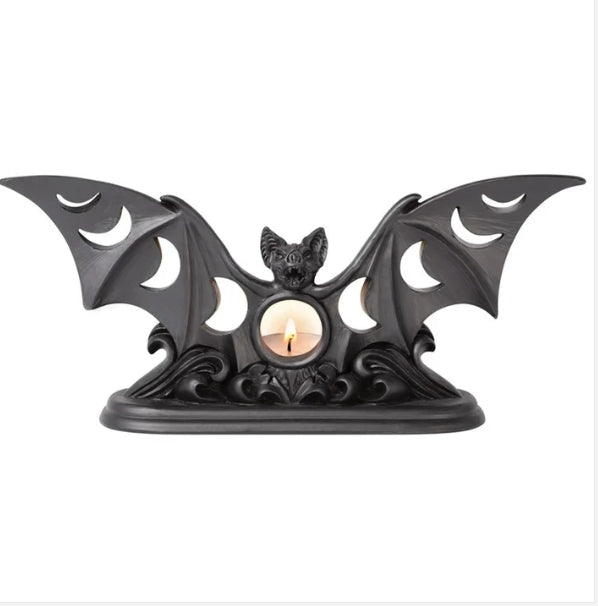 Lunaeca Black Vampire Bat Tea Light Candle Holder Candles - Gothic & Alternative Gift - Haunted