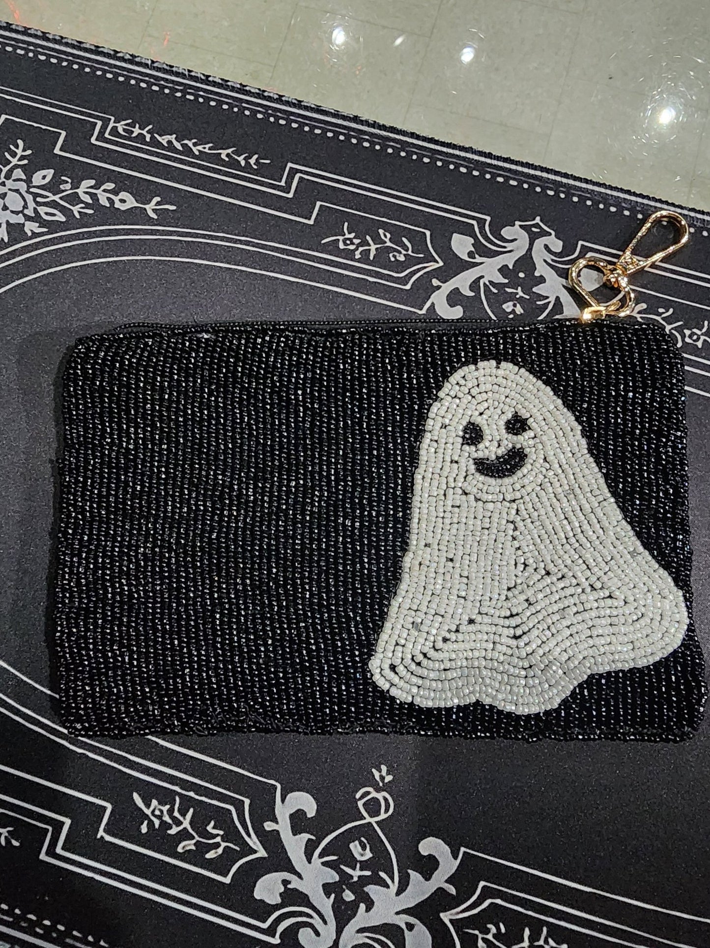 Luxury Beaded Ghost Purse Bag Crossbody Clutch Halloween Purses and Bags - Gothic & Alternative Gift - Haunted