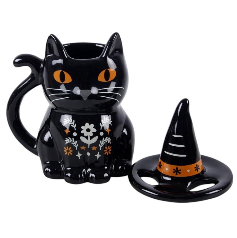 Magic Black Cat Shaped Lidded Mug Drinkware - Gothic & Alternative Gift - Haunted