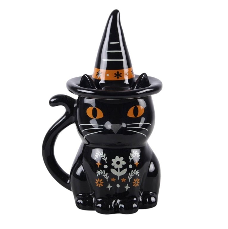 Magic Black Cat Shaped Lidded Mug Drinkware - Gothic & Alternative Gift - Haunted