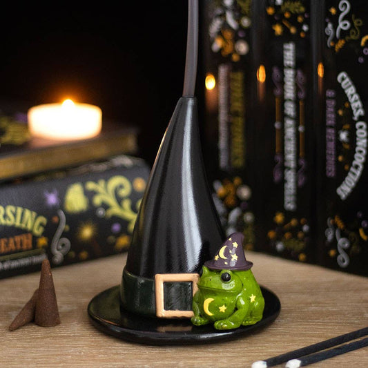 Magic Toad and Witch Hat Halloween Incense Cone Holder Incense - Gothic & Alternative Gift - Haunted