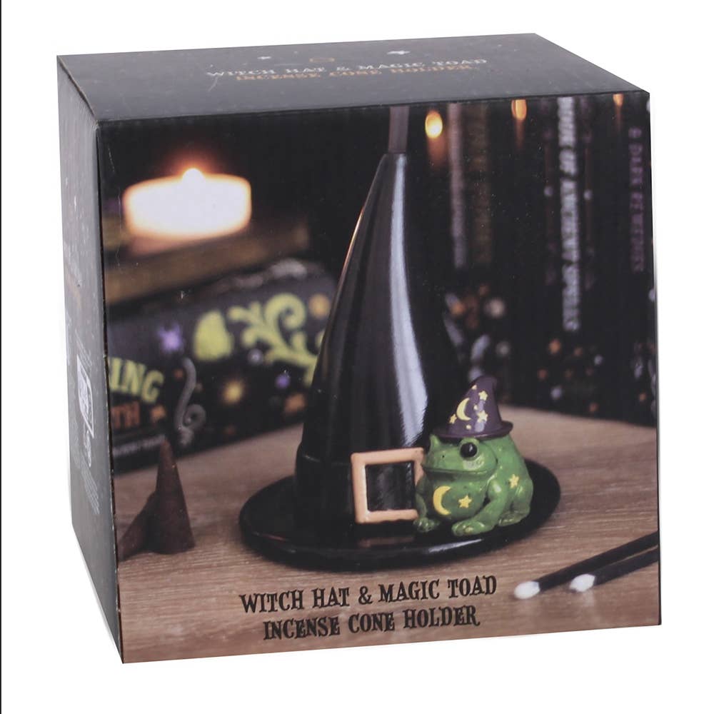 Magic Toad and Witch Hat Halloween Incense Cone Holder Incense - Gothic & Alternative Gift - Haunted