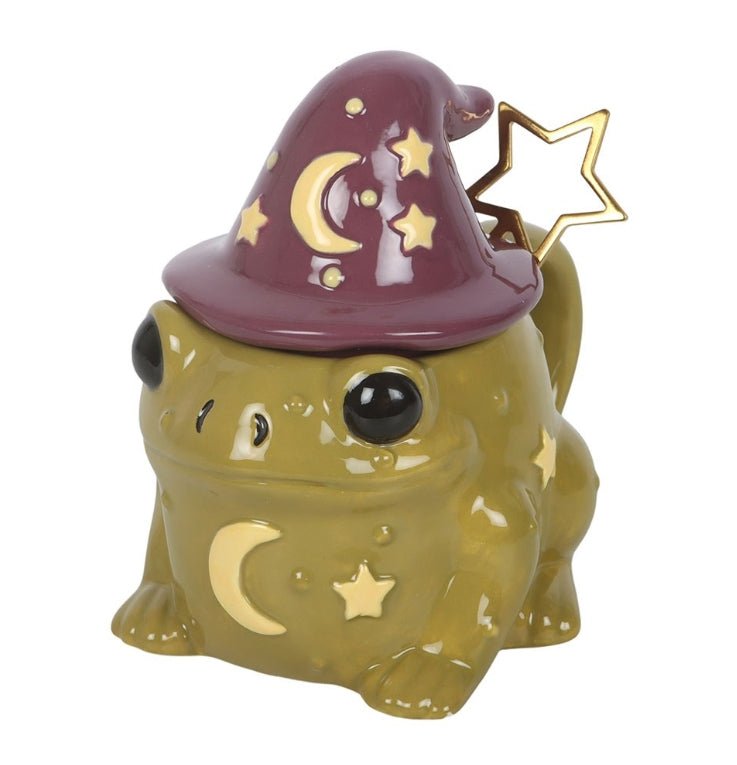 Magic Toad Shaped Lidded Mug With Magic Wand Star Spoon Drinkware - Gothic & Alternative Gift - Haunted