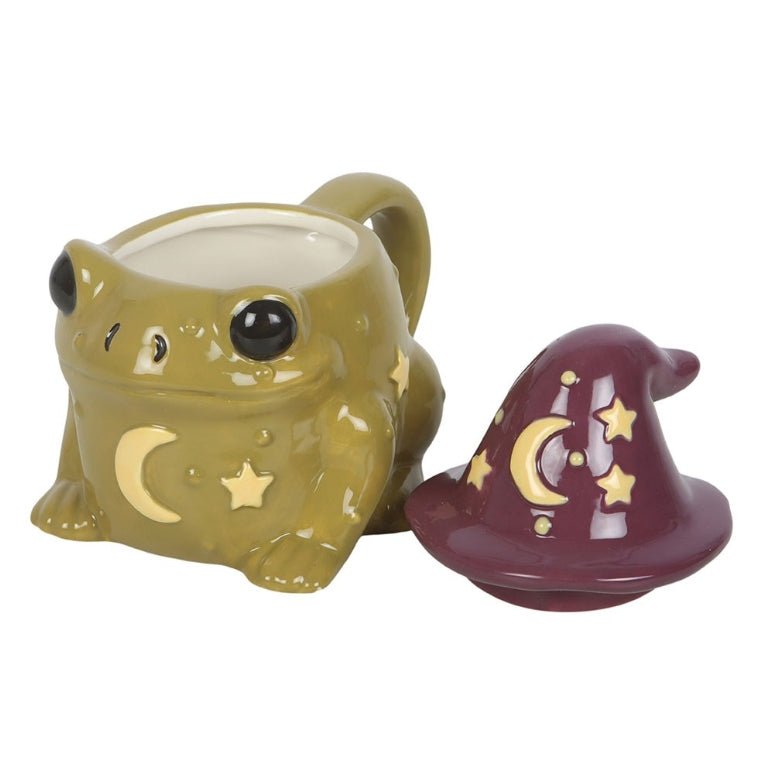 Magic Toad Shaped Lidded Mug With Magic Wand Star Spoon Drinkware - Gothic & Alternative Gift - Haunted