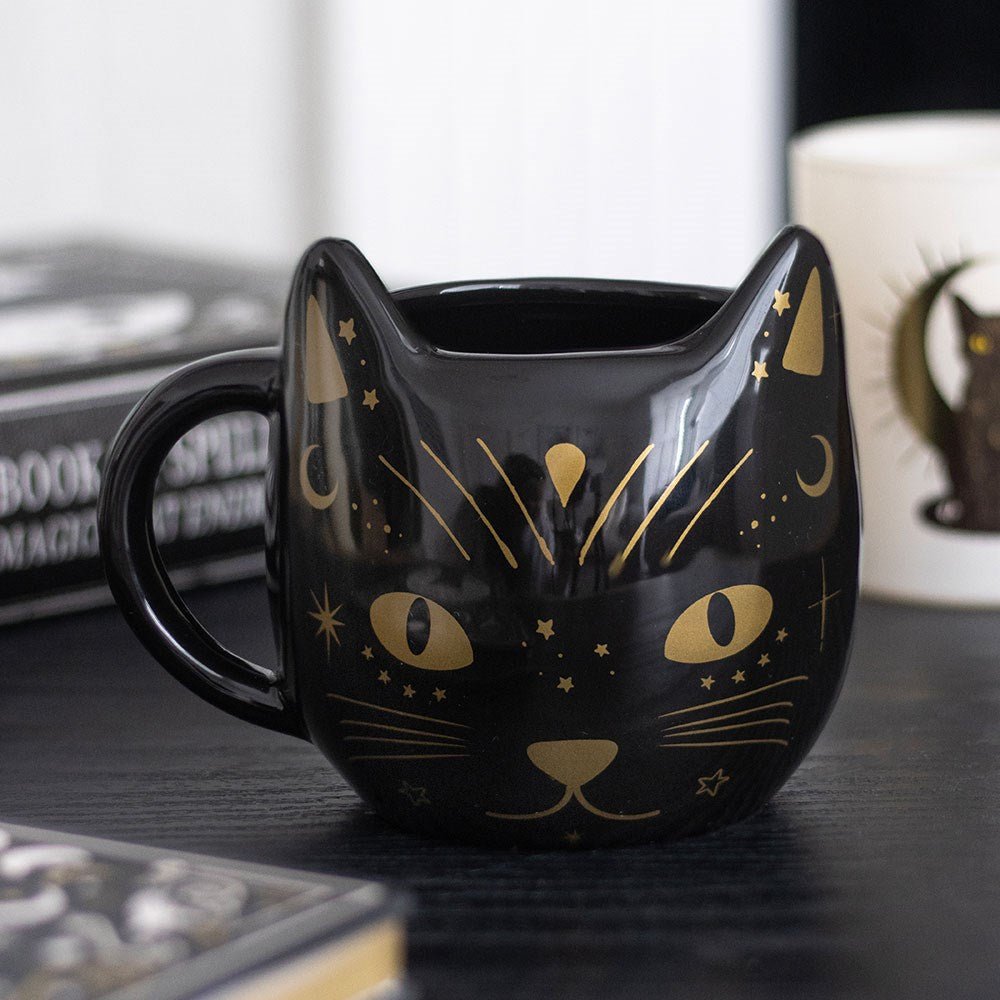 Magick Black Cat Face Mug Drinkware - Gothic & Alternative Gift - Haunted