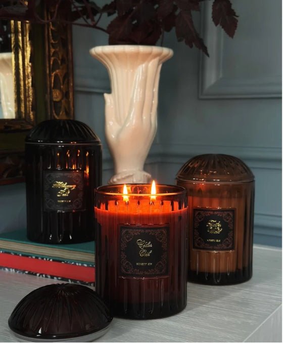 Mahogany Teak Large Glass Candle Fall Goth Candles - Gothic & Alternative Gift - Haunted