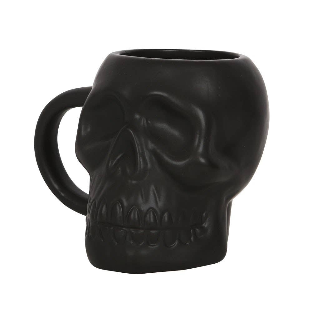 Matte Black Gothic Halloween Skull Mug Drinkware - Gothic & Alternative Gift - Haunted