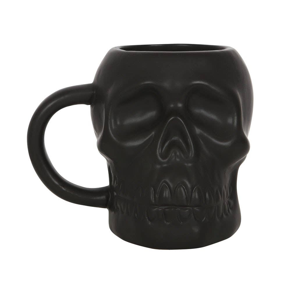 Matte Black Gothic Halloween Skull Mug Drinkware - Gothic & Alternative Gift - Haunted