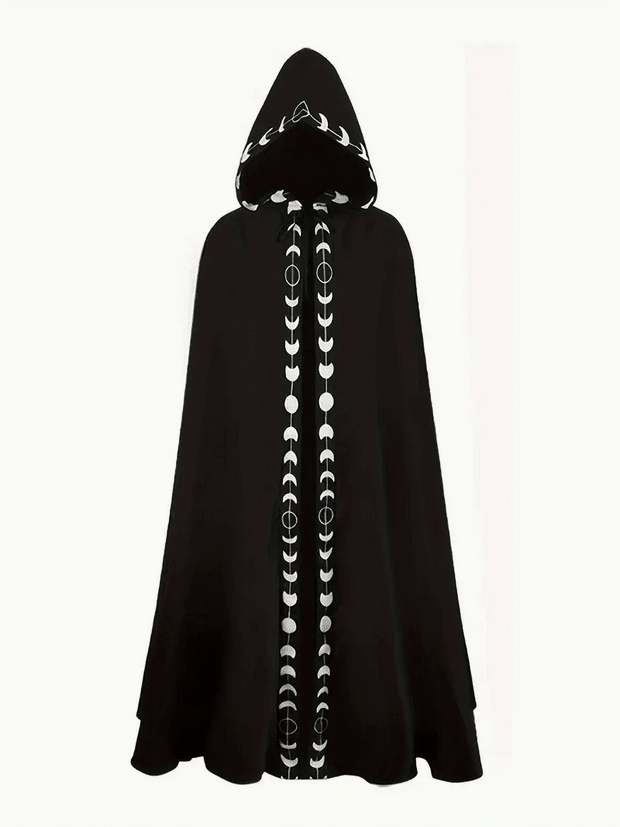 Medieval Style Moon Phases Men's Hooded Cloak Costumes - Gothic & Alternative Gift - Haunted