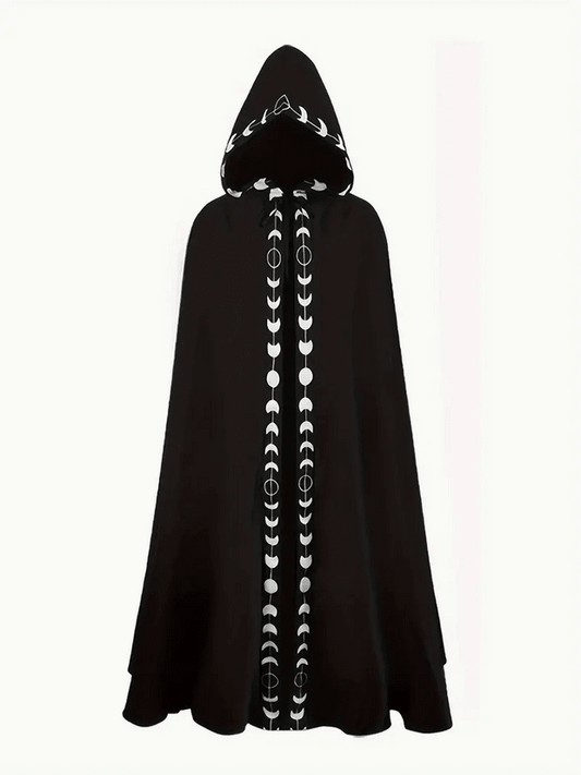 Medieval Style Moon Phases Men's Hooded Cloak Costumes - Gothic & Alternative Gift - Haunted