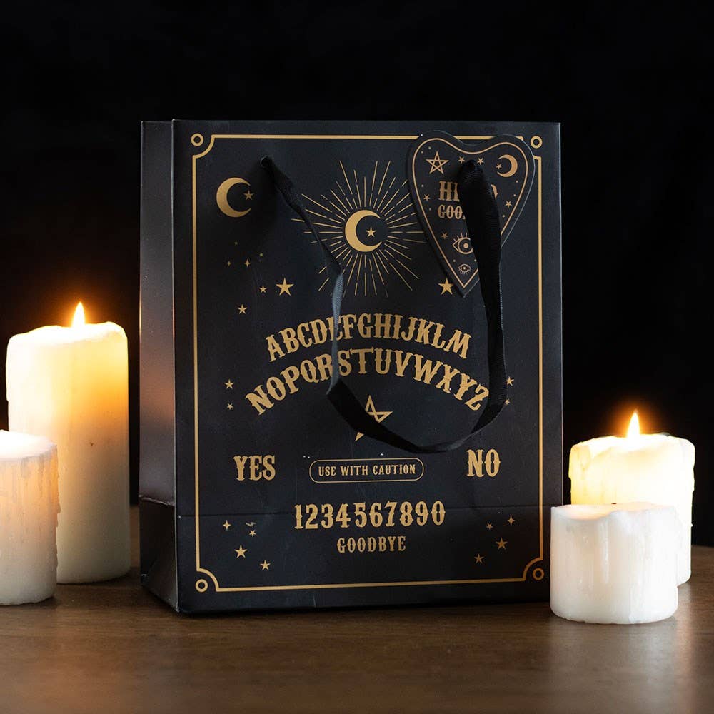 Medium Black Gothic Ouija Talking Board Gift Bag Wrapping Paper - Gothic & Alternative Gift - Haunted