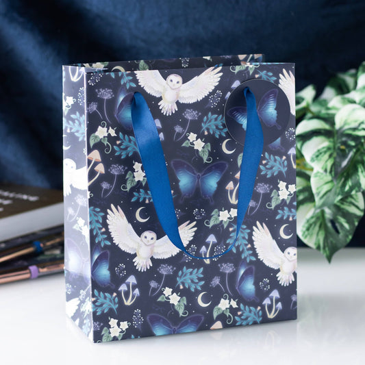 Medium Midnight Forest Owl Print Gift Bag Wrapping Paper - Gothic & Alternative Gift - Haunted