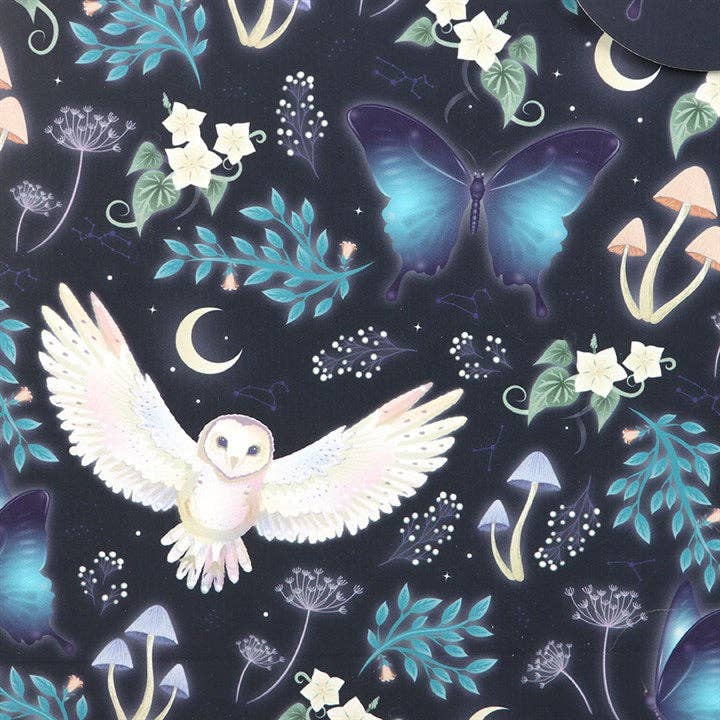 Medium Midnight Forest Owl Print Gift Bag Wrapping Paper - Gothic & Alternative Gift - Haunted