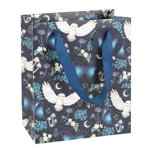 Medium Midnight Forest Owl Print Gift Bag Wrapping Paper - Gothic & Alternative Gift - Haunted