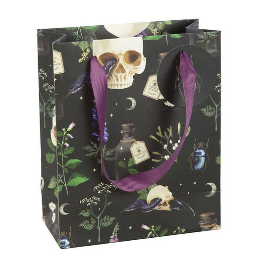 Medium Venom & Vines Gothic Skull Print Gift Bag Wrapping Paper - Gothic & Alternative Gift - Haunted
