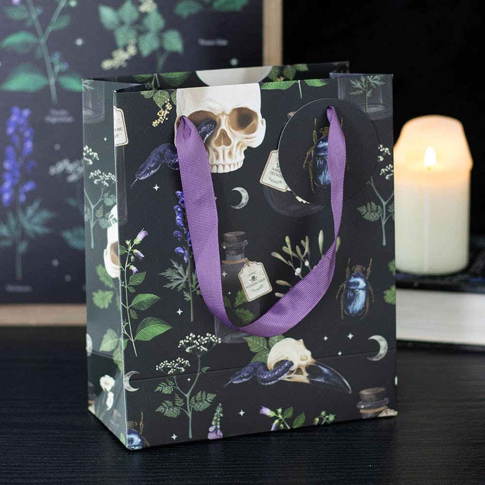 Medium Venom & Vines Gothic Skull Print Gift Bag Wrapping Paper - Gothic & Alternative Gift - Haunted