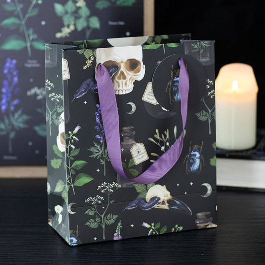 Medium Venom & Vines Gothic Skull Print Gift Bag Wrapping Paper - Gothic & Alternative Gift - Haunted