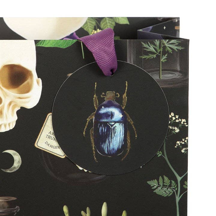 Medium Venom & Vines Gothic Skull Print Gift Bag Wrapping Paper - Gothic & Alternative Gift - Haunted