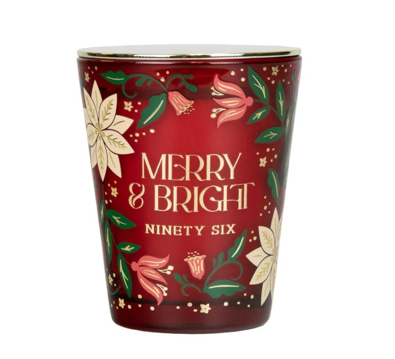 Merry & Bright Cinnamon Spice Christmas Glass Candle Candles - Gothic & Alternative Gift - Haunted