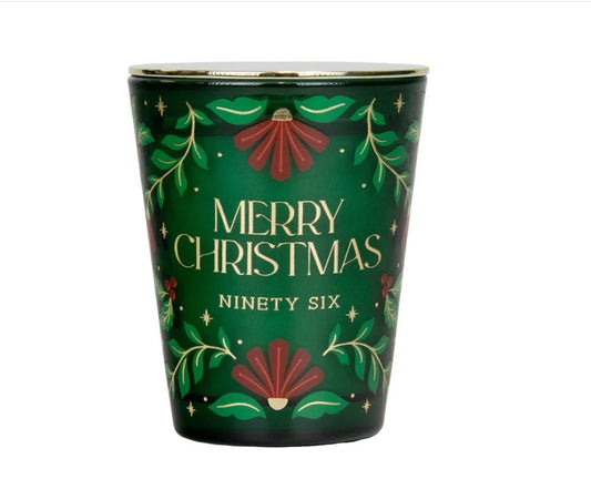 Merry Christmas Evergreen Pine Glass Candle Candles - Gothic & Alternative Gift - Haunted