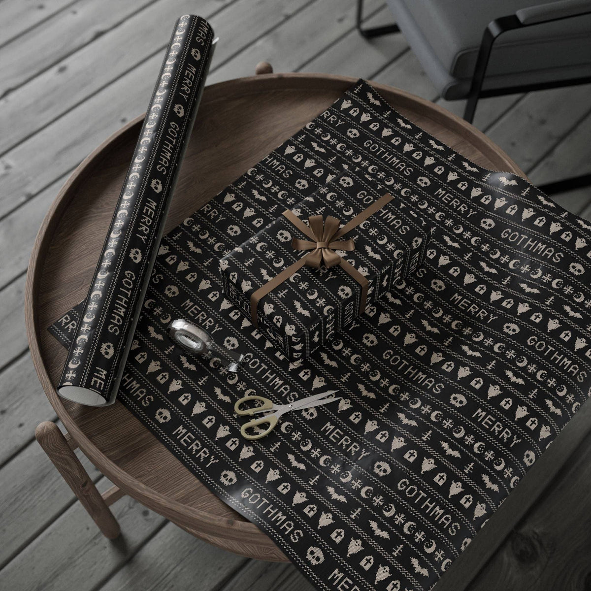 Merry Gothmas Black Spooky Gift Wrapping Paper Roll Wrapping Paper - Gothic & Alternative Gift - Haunted