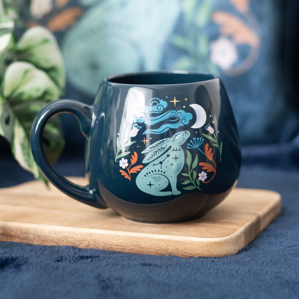Midnight Hare Rounded Mug Drinkware - Gothic & Alternative Gift - Haunted