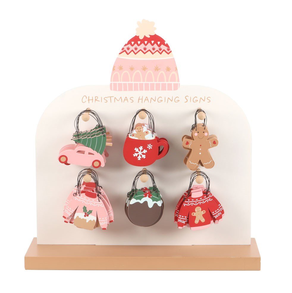 Mini Christmas Hanging Signs Gingerbread, Tree, Pudding, Sweaters, Car with Tree Wall Art - Gothic & Alternative Gift - Haunted