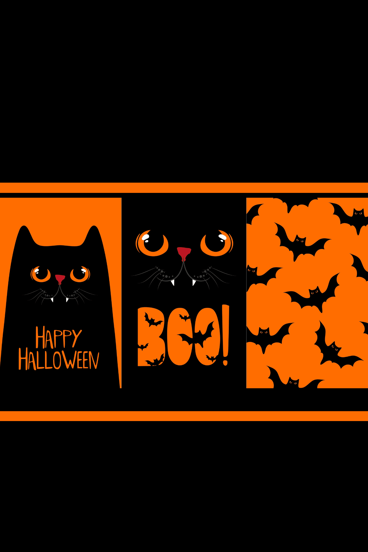 Mini Happy Halloween Black Cat Vampire Canvas Print Wall Hanging - Gothic & Alternative Gift - Haunted