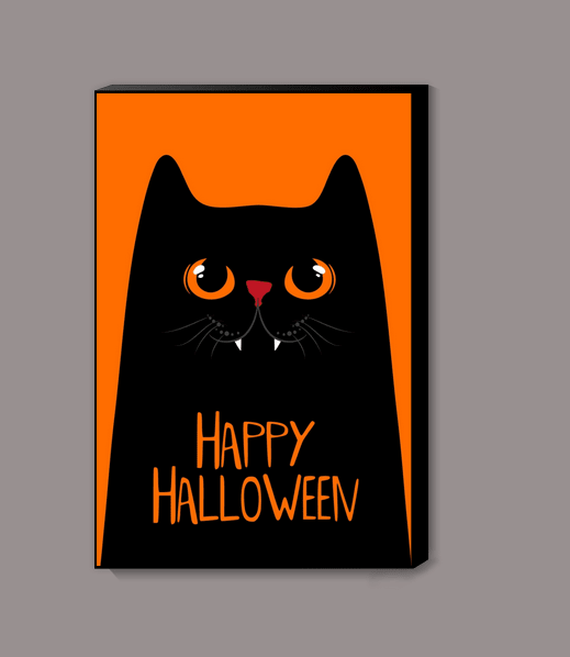 Mini Happy Halloween Black Cat Vampire Canvas Print Wall Hanging - Gothic & Alternative Gift - Haunted