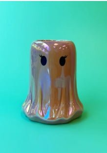 Mini Pink Iridescent Ghost Candle Pink Apple Ceramic Candles - Gothic & Alternative Gift - Haunted