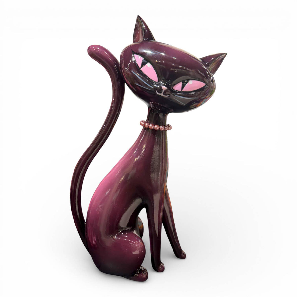 Minxy Kitten with Pink Pearls by Miss Fluff Statues - Gothic & Alternative Gift - Haunted