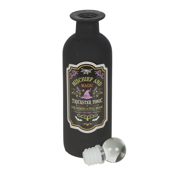 Mischief and Magic Decorative Glass Halloween Potion Bottle Home Decor - Gothic & Alternative Gift - Haunted