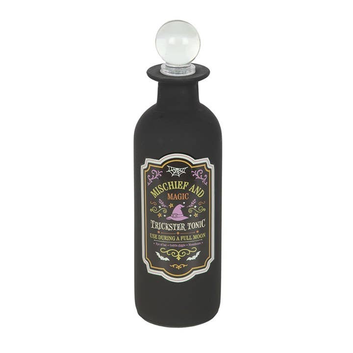 Mischief and Magic Decorative Glass Halloween Potion Bottle Home Decor - Gothic & Alternative Gift - Haunted