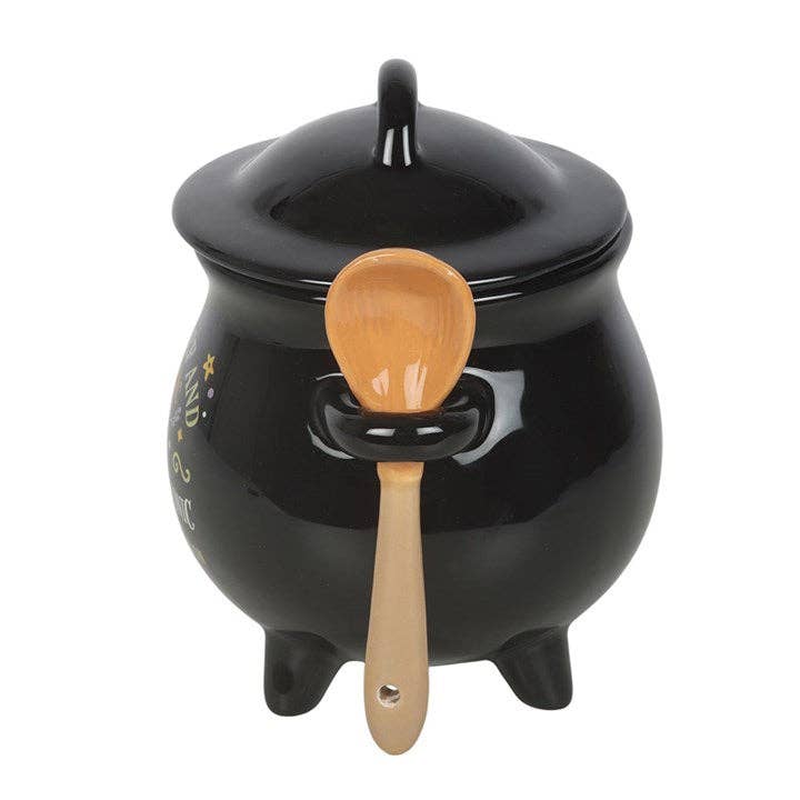 Mischief and Magic Halloween Cauldron Soup Bowl with Spoon Kitchenware - Gothic & Alternative Gift - Haunted