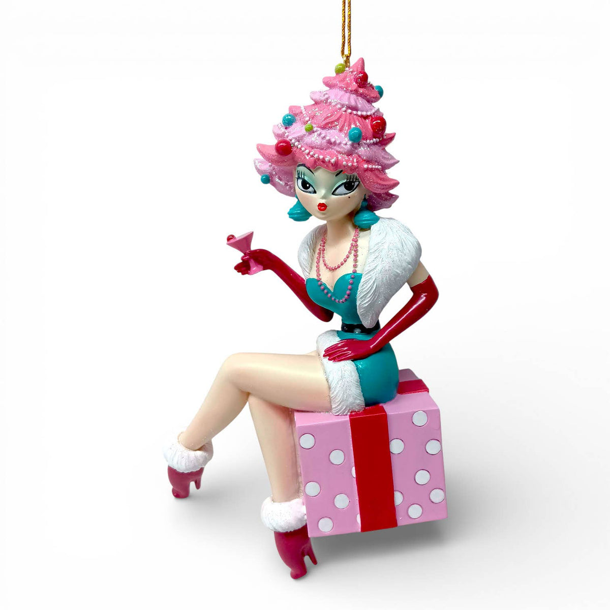 Miss Holly Daze with Pink Christmas Tree — Miss Fluff x December Diamonds Ornament Ornaments - Gothic & Alternative Gift - Haunted