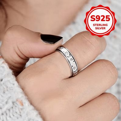 Moon and Stars Spinner Sterling Silver Ring Jewelry - Gothic & Alternative Gift - Haunted