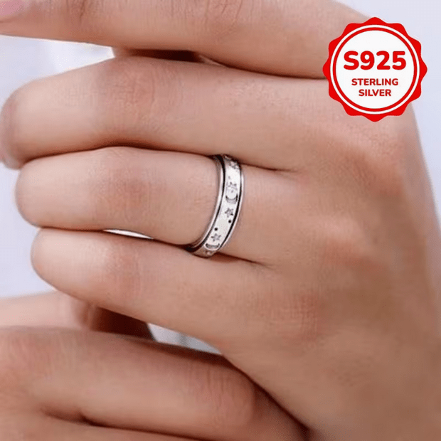 Moon and Stars Spinner Sterling Silver Ring Jewelry - Gothic & Alternative Gift - Haunted