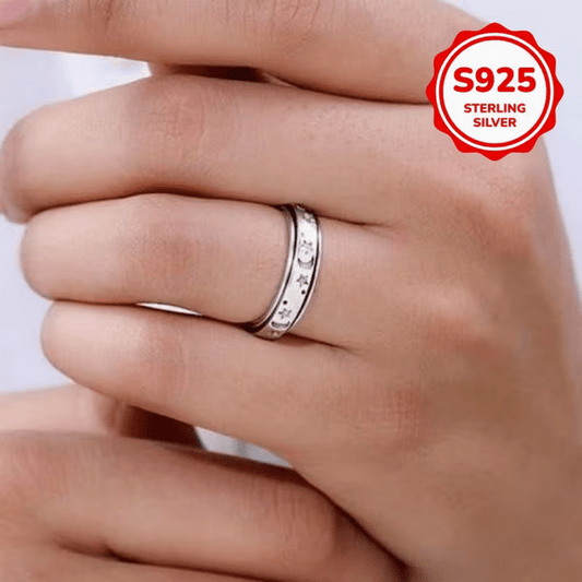 Moon and Stars Spinner Sterling Silver Ring Jewelry - Gothic & Alternative Gift - Haunted
