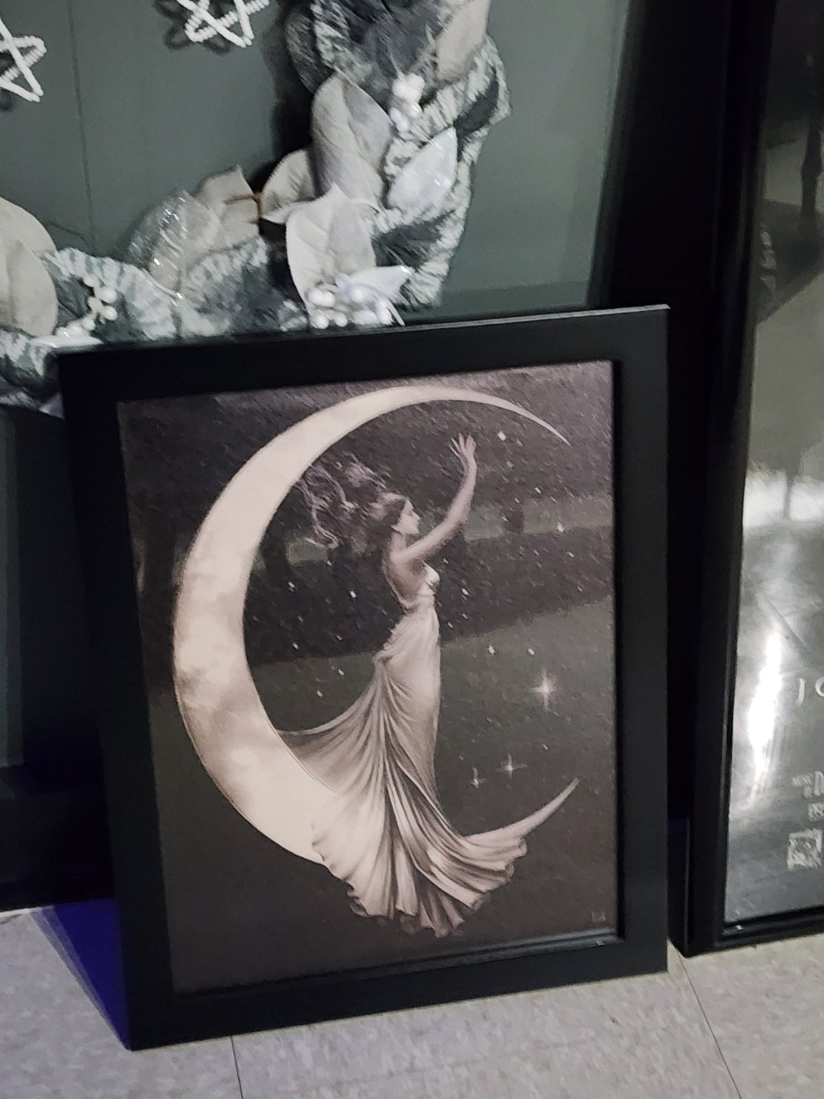 Moon Goddess Celestial Framed Print Wall Hanging - Gothic & Alternative Gift - Haunted