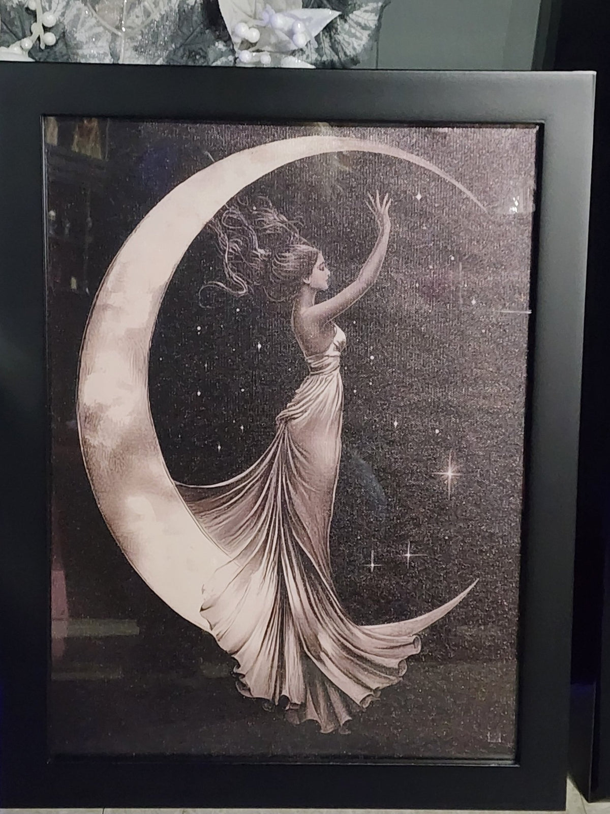 Moon Goddess Celestial Framed Print Wall Hanging - Gothic & Alternative Gift - Haunted