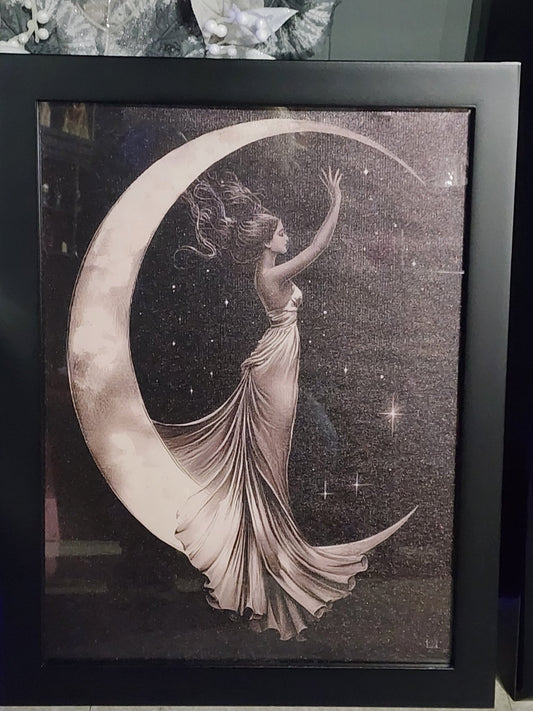 Moon Goddess Celestial Framed Print Wall Hanging - Gothic & Alternative Gift - Haunted