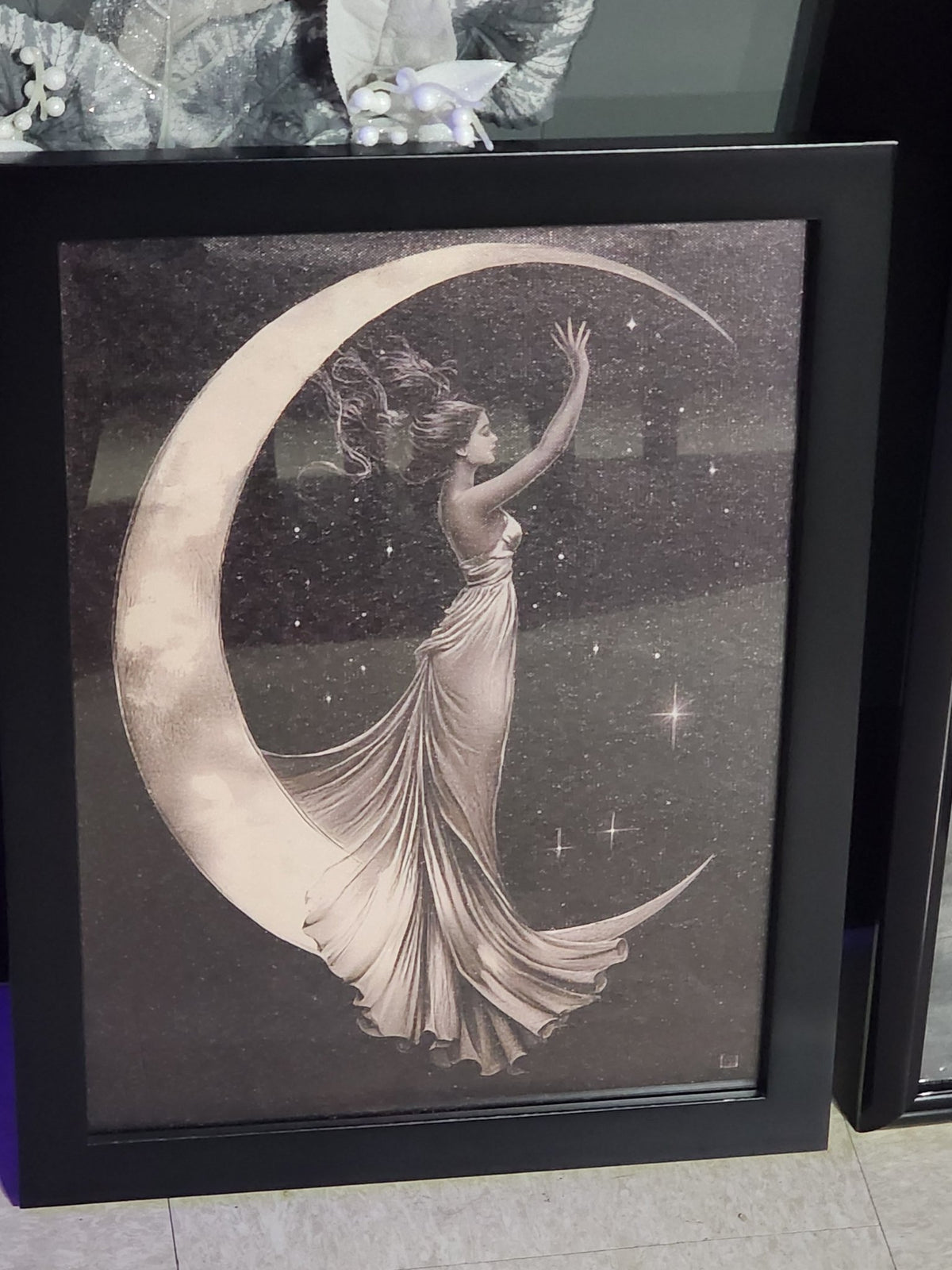 Moon Goddess Celestial Framed Print Wall Hanging - Gothic & Alternative Gift - Haunted