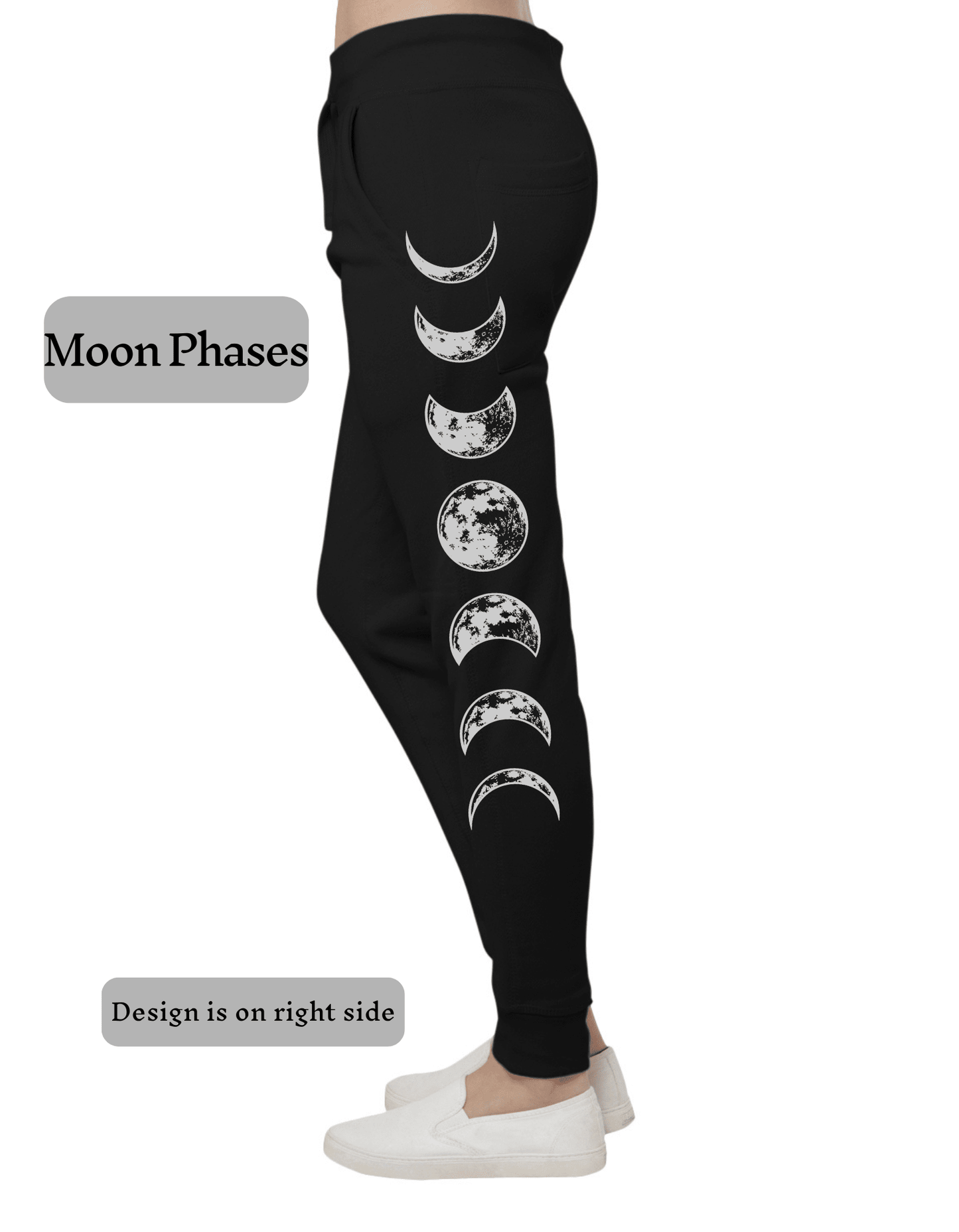 Moon Phases Premium Fleece Joggers Sweat pants Black Unisex Clothing - Gothic & Alternative Gift - Haunted