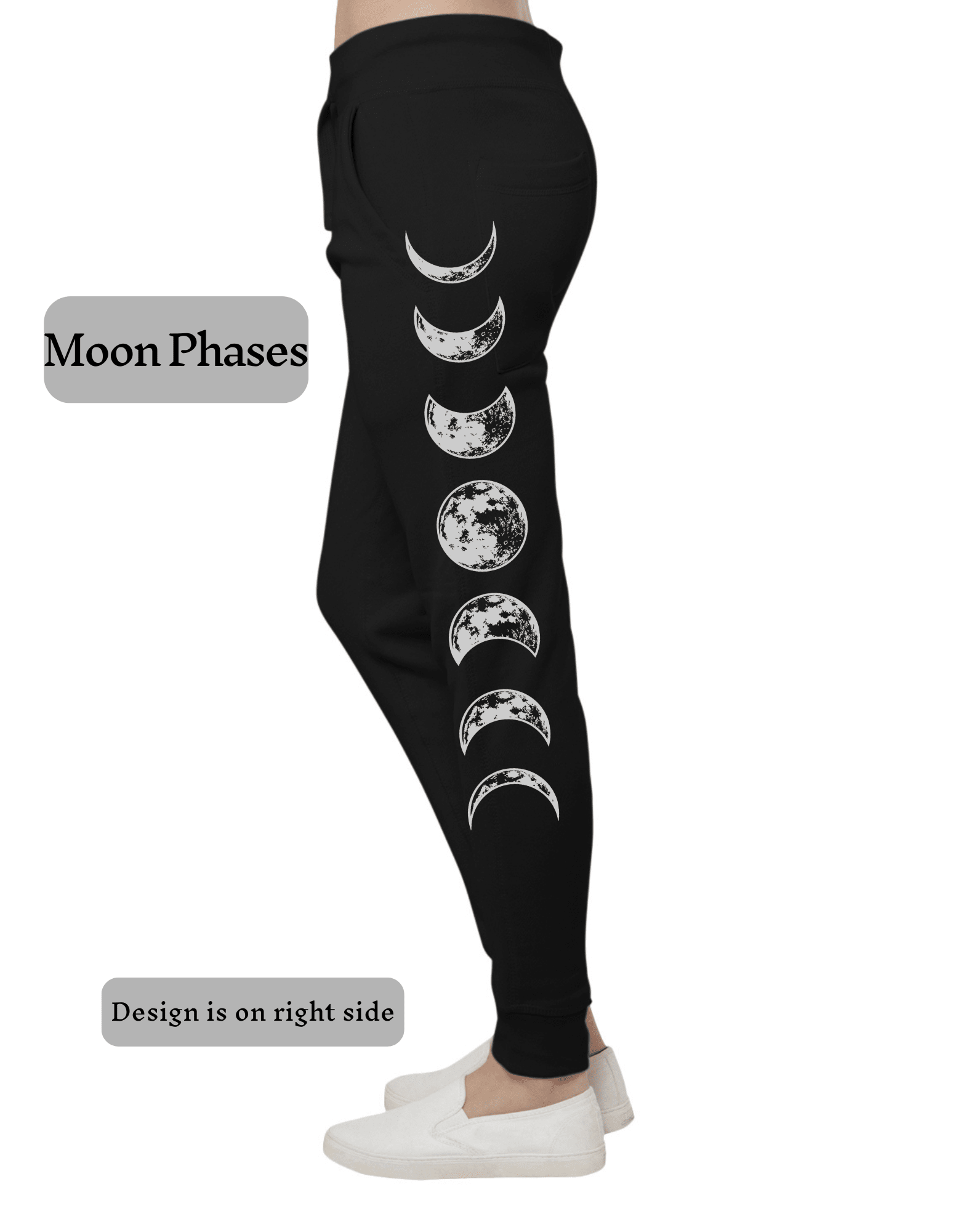Moon Phases Premium Fleece Joggers Sweat pants Black Unisex Clothing - Gothic & Alternative Gift - Haunted