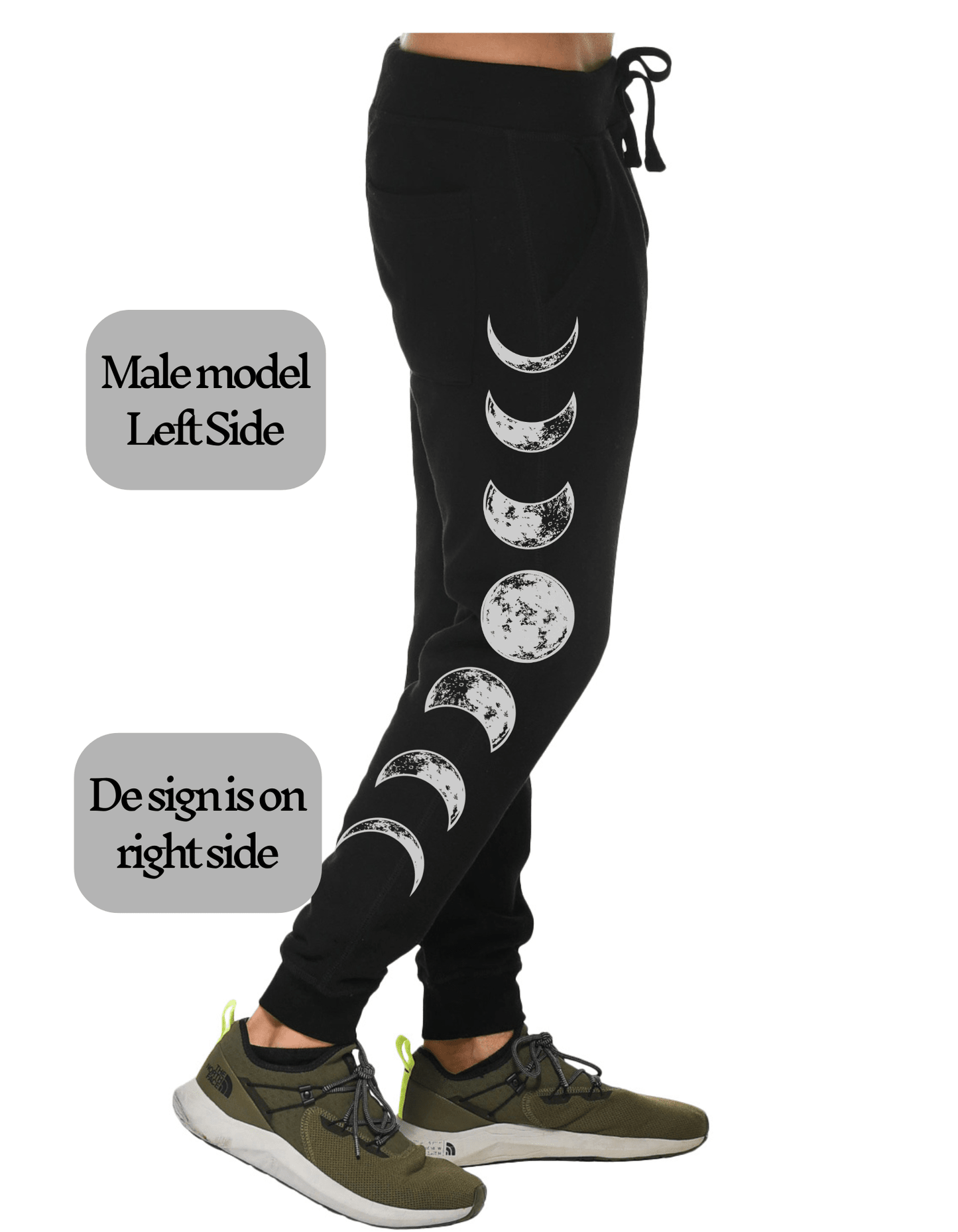 Moon Phases Premium Fleece Joggers Sweat pants Black Unisex Clothing - Gothic & Alternative Gift - Haunted