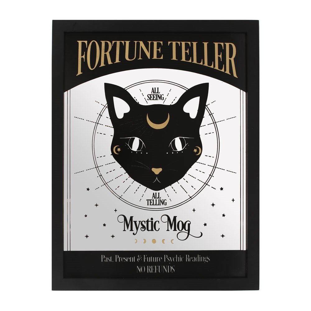 Mystic Mog Mirrored Wall Hanging Black Cat Fortune Teller Wall Hanging - Gothic & Alternative Gift - Haunted
